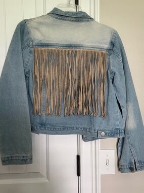 Savanna Jane Light Blue Denim Jacket Fringe